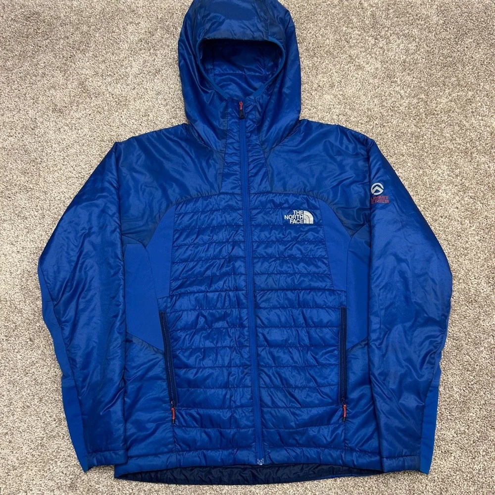 The North Face Summit Series DNP Jacket Men Size Small Snorkel Blue Primaloft